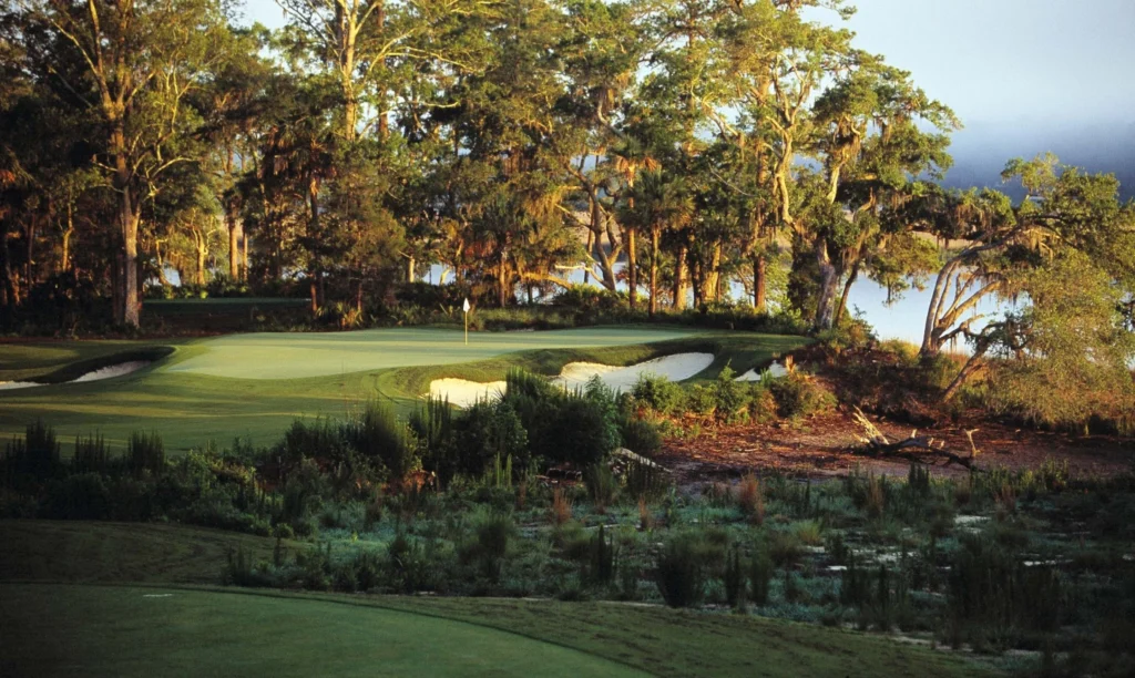 Golf course green in Bluffton SC with scenic Lowcountry views